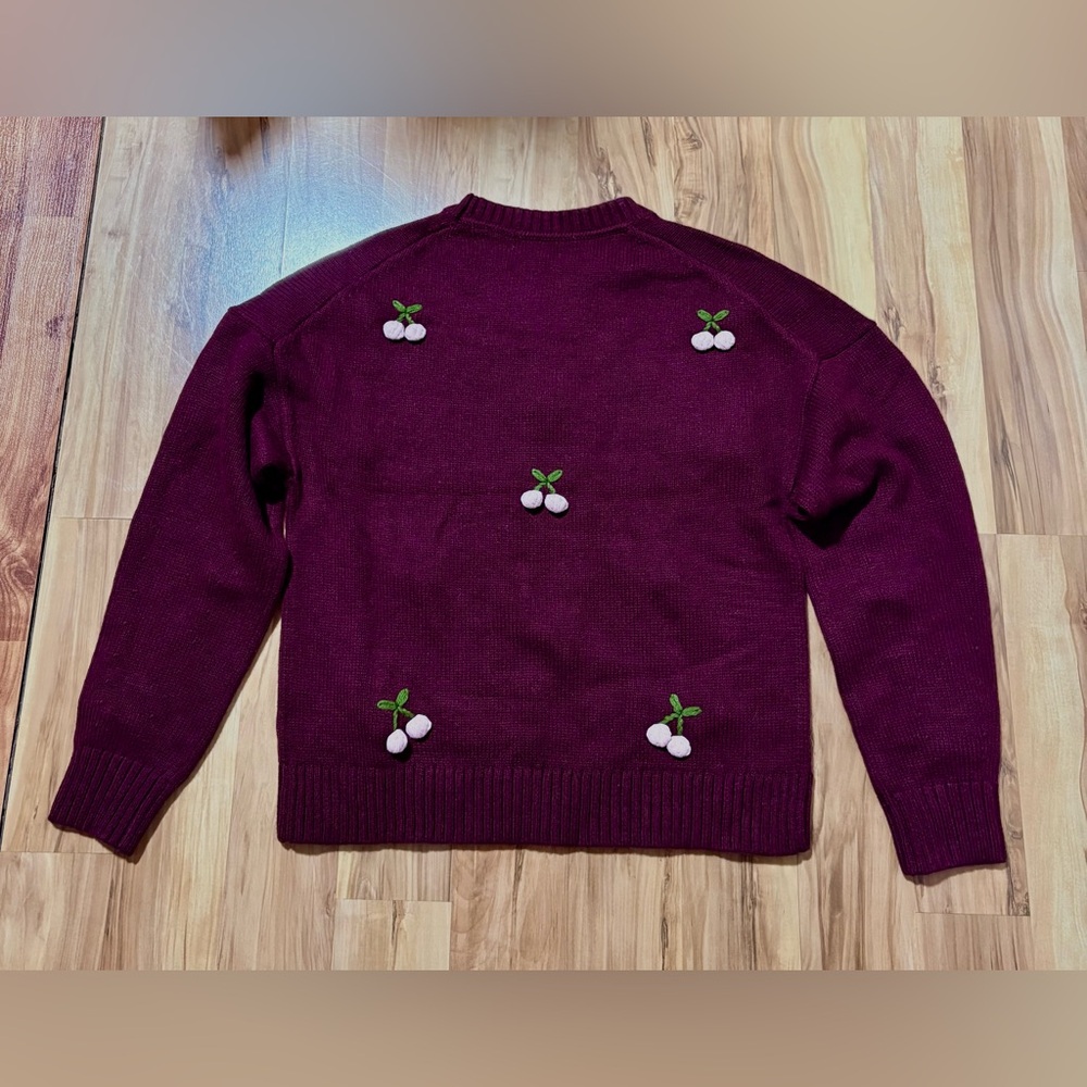 NWT Boden Women’s Natalie Embroidered Sweater Size S Color Cherry Wine New - Picture 5 of 8